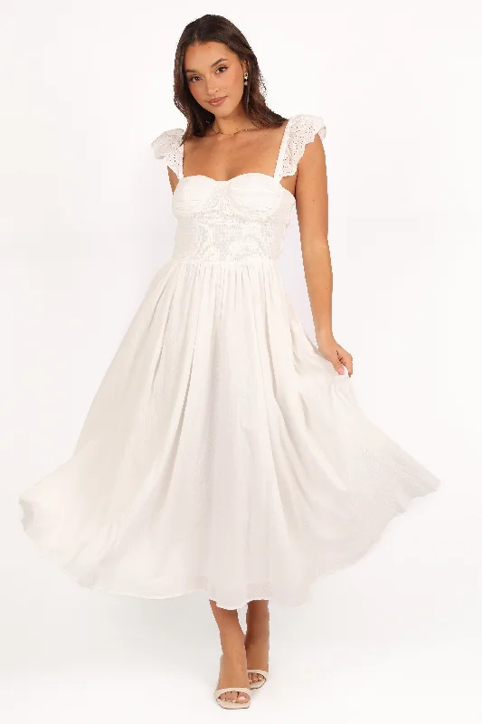 Midi dresses with metallic threads for a glamorous evening event Webster Midi Dress - Off White Midi dresses with metallic threads for a glamorous evening event Webster Midi Dress - Off White