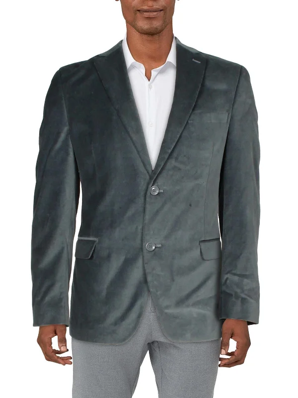 Mens Velvet Slim Fit Two-Button Blazer