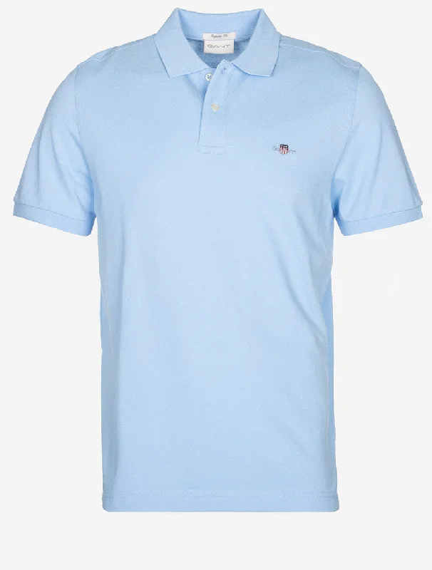 Regular Shield Short Sleeve Pique Polo Capri Blue